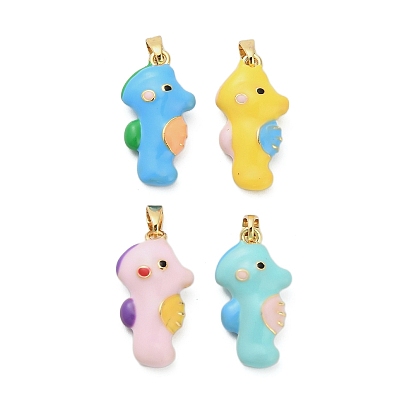 Латунь эмаль подвески, прелести морских коньков
