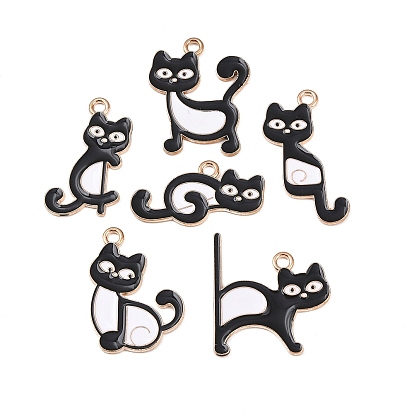 Подвески из эмали и сплава, кот с музыкальной нотой, золотой свет