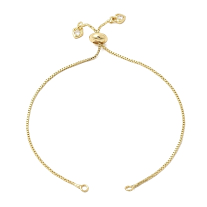 1мм латунная цепочка-слайдер для изготовления браслетов, с прозрачными подвесками в виде сердца из кубического циркония, стойки покрытие, долговечный, без свинца и без кадмия