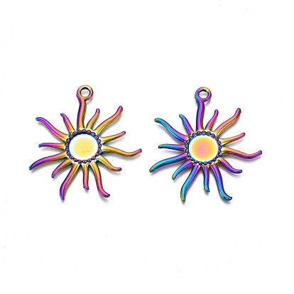 Rainbow Color Alloy Big Pendant Settings for Enanmel, Cadmium Free & Lead Free, Sun