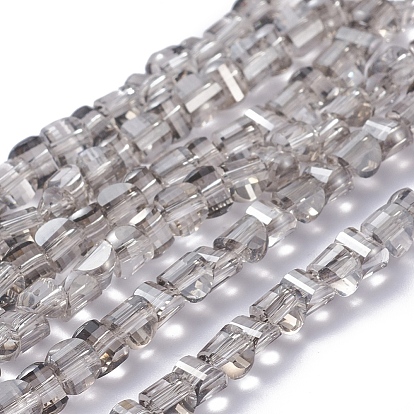 Electroplate Glass Beads Strands, Faceted, Pearl Lusted Plated, Half Round