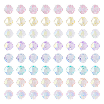 16 нити 8 цветные прозрачные стеклянные бусины нити, двухконусные, с половиным покрытием, с покрытием AB цвета, граненые, окрашенный и сердечный