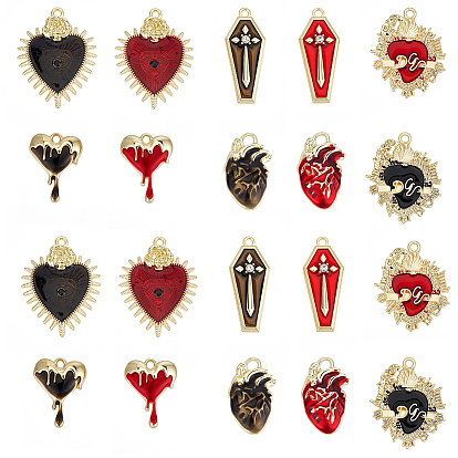 20 шт. 10 подвески из сплава и эмали на тему Хэллоуина, с кубического циркония, золотой свет