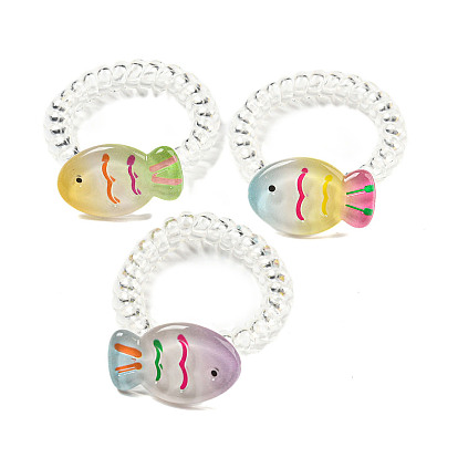 Summer Fish Resin Telephone Line Wire Elastic Hair Ties, Hair Accessories for Women Girls