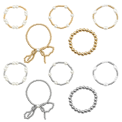 2 сумки 2 цветные круглые акриловые бусины эластичные браслеты для женщин, с пластиковой жемчужины