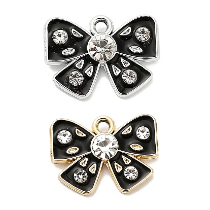 Подвески из сплава и страза, с черной эмалью, бантом прелести