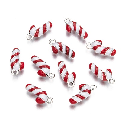Argent antique pendentifs en émail en alliage de ton, canne à sucre pour le jour de Noël