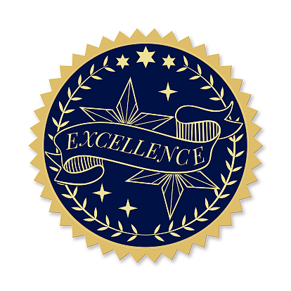 Self Adhesive Gold Foil Embossed Stickers, Medal Decoration Sticker, Flat Round
