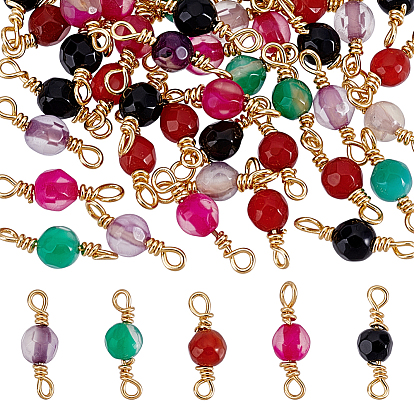 50 шт. 5 подвески-подвески из натурального крашеного агата круглой огранки, с петлями из латунной проволоки, реальный 18 k позолоченный, стойки покрытие, долговечный