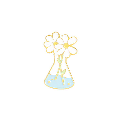 Spring Theme Alloy Brooches, Enamel Bottle Lapel Pin, for Backpack Clothes, Golden
