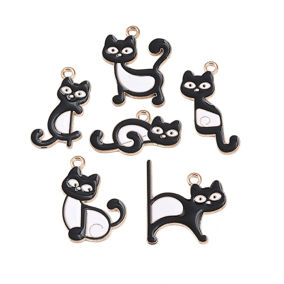 Подвески из эмали и сплава, кот с музыкальной нотой, золотой свет