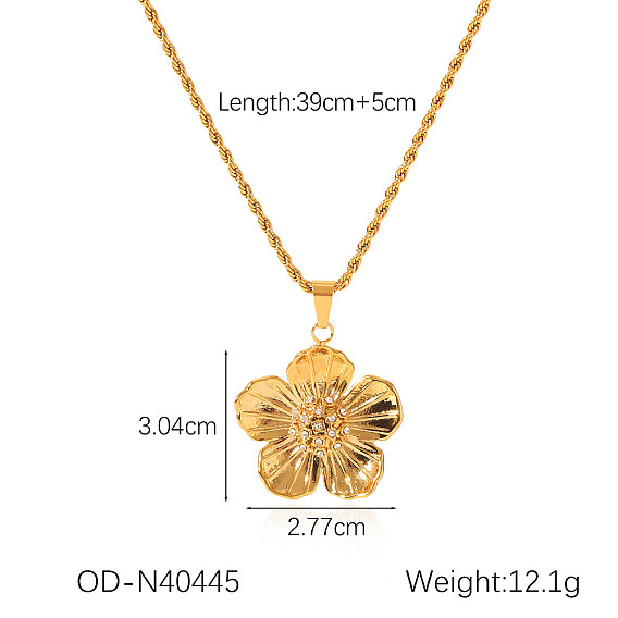 304 кулон ожерелья из нержавеющей стали горный хрусталь, золотые