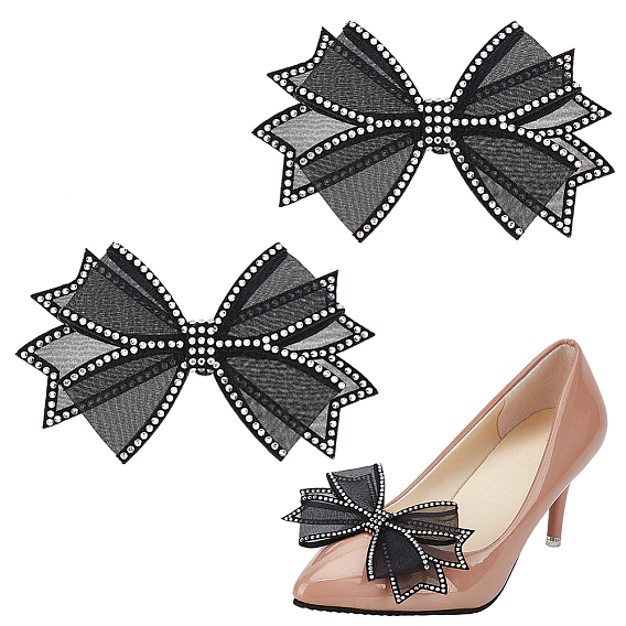 Украшение для обуви бантом из ткани со стразами, зажимы для пряжки для обуви