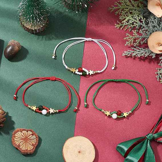 Рождественские тематические стеклянные бусины плетеные браслеты из бисера для женщин, с латунными бусинами и бусинами из тайваньского нефрита и малайзийского нефрита из сердолика