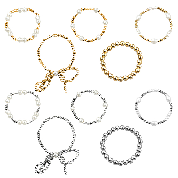 2 сумки 2 цветные круглые акриловые бусины эластичные браслеты для женщин, с пластиковой жемчужины