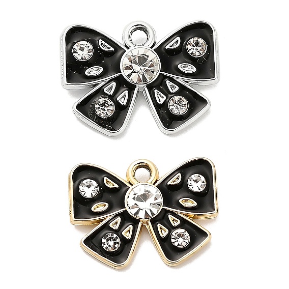 Подвески из сплава и страза, с черной эмалью, бантом прелести