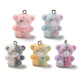 Flocking Opaque Resin Pendants, Teddy Bear Charm, with Platinum Iron Tone Loop, Two Tone