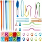 Knitting Tool Set, with Plastic Knitting Needles, Stitch Needle Clip, Sewing Scissors, Aluminum Stitch Holder and Knitting Needle Caps