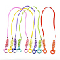 Objets à double usage personnalisés, colliers ou chaînes de lunettes, avec cordes en polyester et spandex, embout cordon de fer, anneaux de liaison en acrylique et fermoirs à pince en plastique