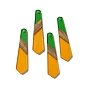 Opaque Resin & Walnut Wood Pendants, Hexagon Tie Charms