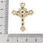 Real 18K Gold Plated Brass Micro Pave Cubic Zirconia Pendants, with Glass, Cross