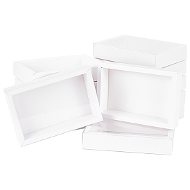 Caja de papel kraft del cajón, cajas de envoltura de regalo del festival, cajas de embalaje de regalo, para la joyería, fiesta de bodas, con ventanas de plástico pvc
