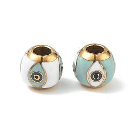 304 эмаль нержавеющей стали европейские шарики, ионное покрытие (ip), золотые, круглый с узором в виде глаз