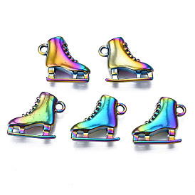 Rainbow Color Alloy Pendants, Cadmium Free & Nickel Free & Lead Free, Ice Skates