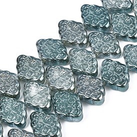 Perles en verre plaquent brin, perle plaquée lustre, losange avec motif nuage de bon augure chinois