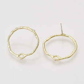 Alloy Stud Earring Findings, with Loop, Ring
