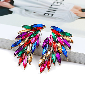 Colorful Geometric Earrings with Rhinestones for Fashionable and Versatile Look