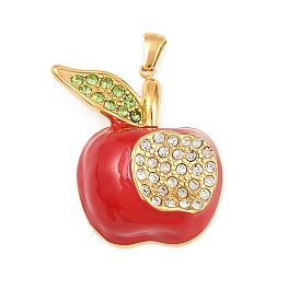 304 нержавеющей стальной эмали подвески, яблочные прелести, со стразами