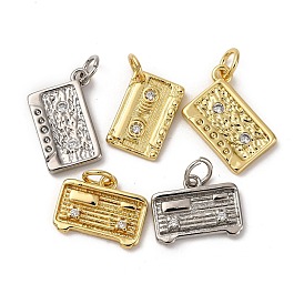 Латунные микро проложить кубического циркония подвески, прямоугольник амулеты, долговечный, без кадмия и без свинца, стойки покрытие, с целью перехода в кольце