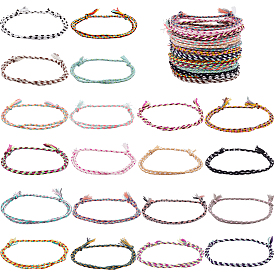 40шт. 20 цвета регулируемые плетеные браслеты из хлопкового шнура для мужчин и женщин