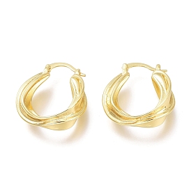 Brass Hoop Earrings, Long-Lasting Plated, Twist, Ring
