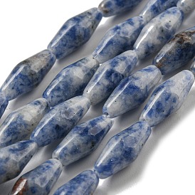 Natural Blue Spot Beads Strands, Bicone
