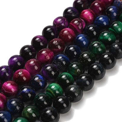 Природных тигровый глаз бисер нитей, класс b, круглые, окрашенная и подогревом