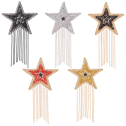 5шт. 5 цвета звездообразные смоляные стразы ПЭТ пластик пайетки нашивки для пришивания/приклеивания утюгом, аксессуары для костюма, аппликация