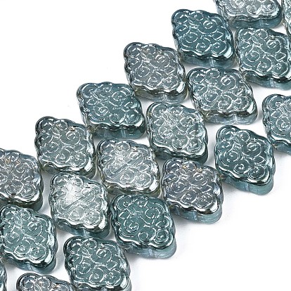 Perles en verre plaquent brin, perle plaquée lustre, losange avec motif nuage de bon augure chinois