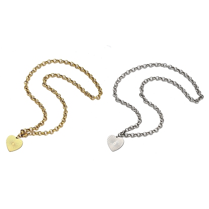 304 ожерелья из нержавеющей стали с подвеской в виде сердца в виде цепочки «роло» для женщин