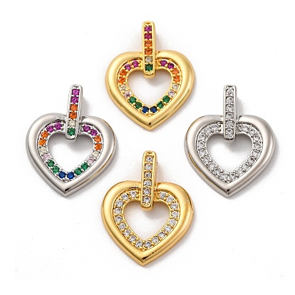 Латунные микро проложить кубического циркония подвески, долговечный, без свинца и без кадмия, сердце
