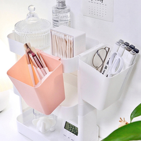 Plastic Mini Hanging Basket Organizer Container, for Kitchen Bathroom Toothbrush Storage Bucket