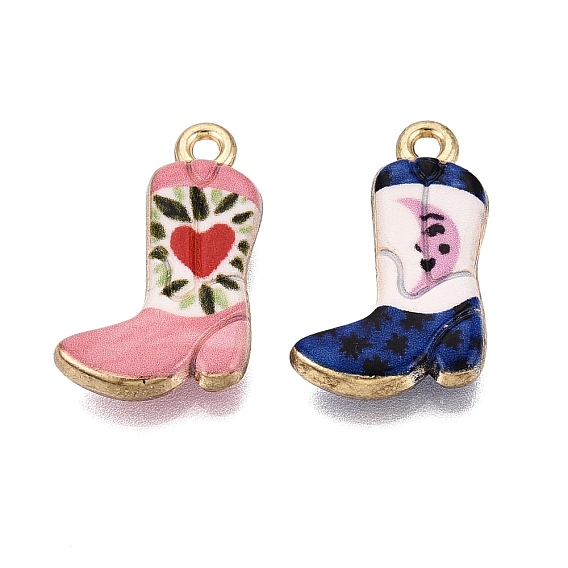 Printed Alloy Pendants, Rack Plating, Shoes Charms, Cadmium Free & Nickel Free & Lead Free, Golden