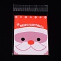 Rectangle OPP Cellophane Bags, with Christmas Santa Claus Pattern, 13x8cm, Bilateral Thickness: 0.07mm, about 95~100pcs/bag