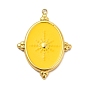 304 Stainless Steel Pendants, with Enamel, Oval with Star Charm, Golden
