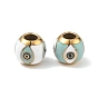 304 эмаль нержавеющей стали европейские шарики, ионное покрытие (ip), золотые, круглый с узором в виде глаз