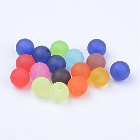 Transparent Acrylic Beads, Half Drilled Beads, Frosted, Round