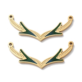 Ion Plating(IP) 304 Stainless Steel Enamel Pendants, Manual Polishing, Golden, Antler Charm