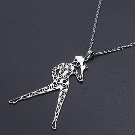 201 Stainless Steel Pendant Necklaces, with Cable Chains and Lobster Claw Clasps, Dancer