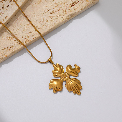 304 Stainless Steel Pendant Necklaces, Flower